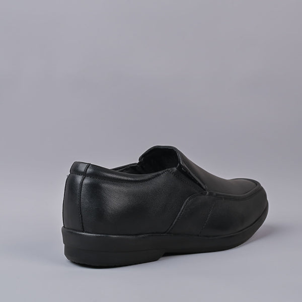 Alan Mens Leather Black Slip on Shoe