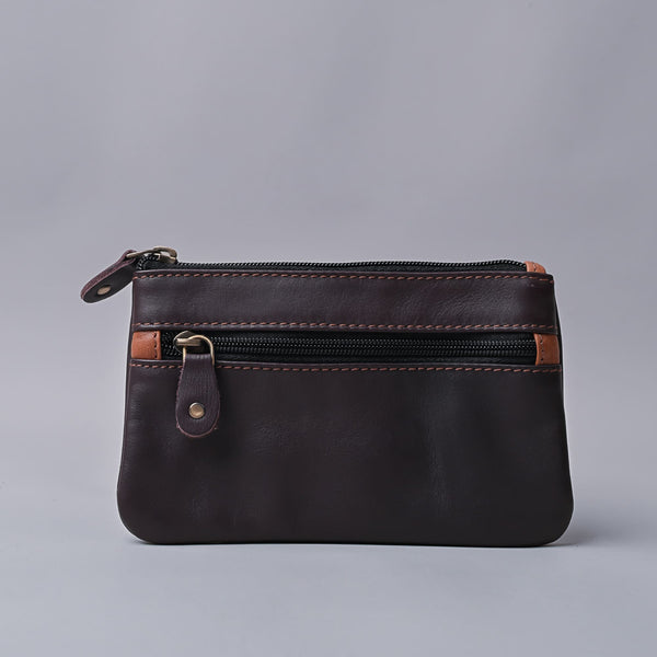 Unisex Brown Leather Travel Pouch