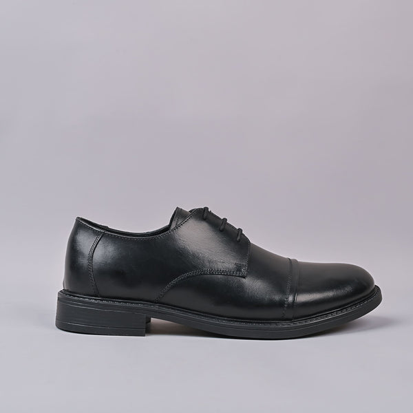 Bristol Mens Derby Leather Black Laceup Shoe