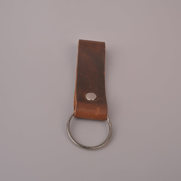 Unisex Brown Premium Leather Keychain