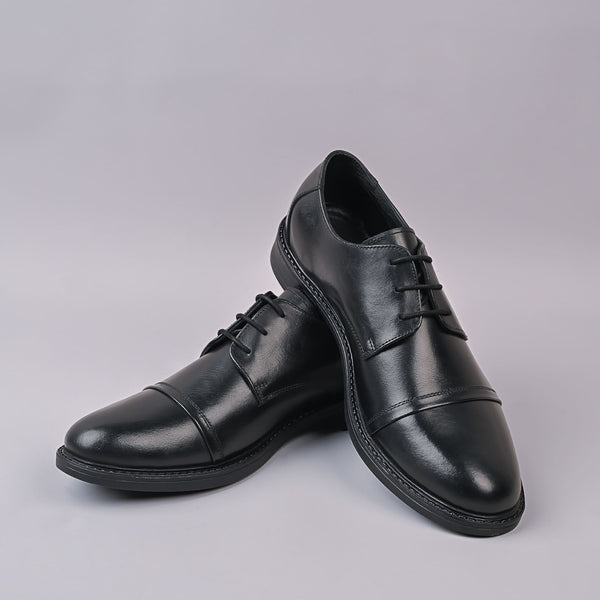 Bristol Mens Derby Leather Black Laceup Shoe