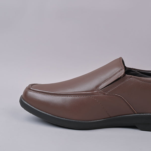 Alan Mens Leather Brown Slip on Shoe