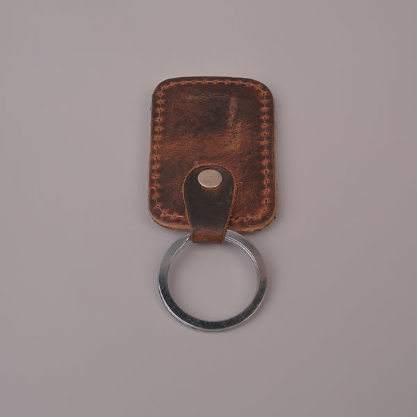 Unisex Brown Premium Leather Keychain