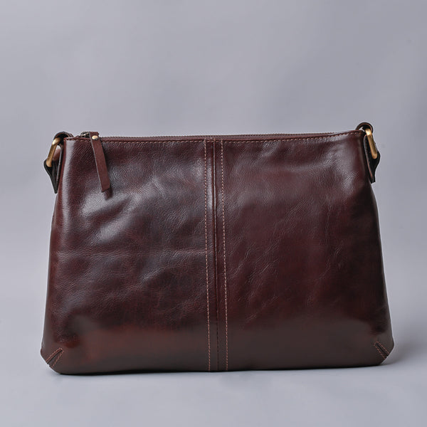 Brown Unisex Leather Messenger Bag