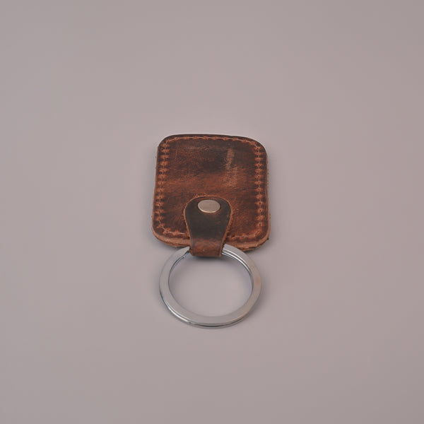 Unisex Brown Premium Leather Keychain