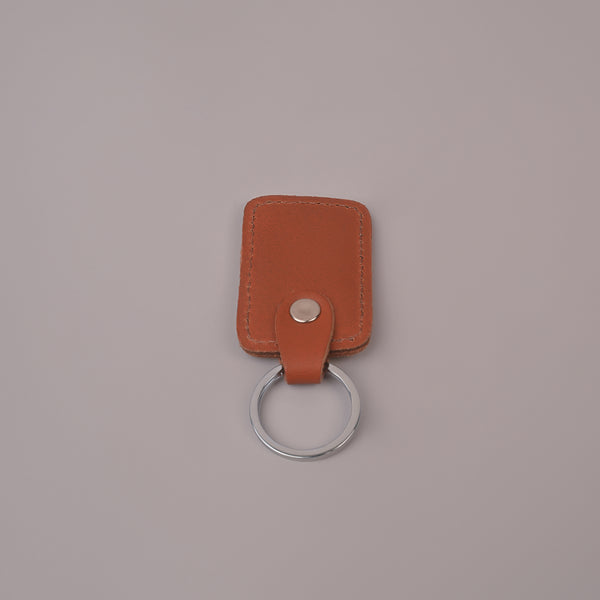 Unisex Tan Premium Leather Keychain