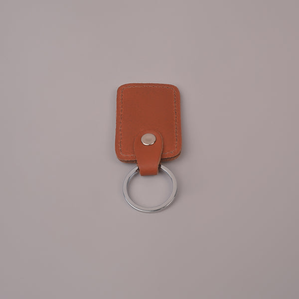 Unisex Tan Premium Leather Keychain