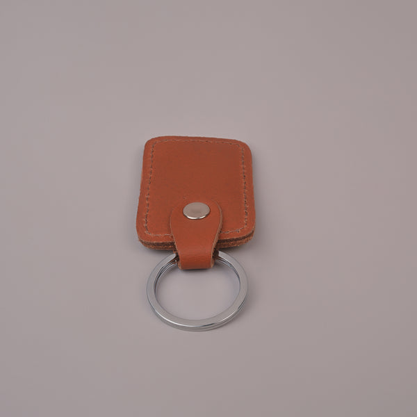 Unisex Tan Premium Leather Keychain