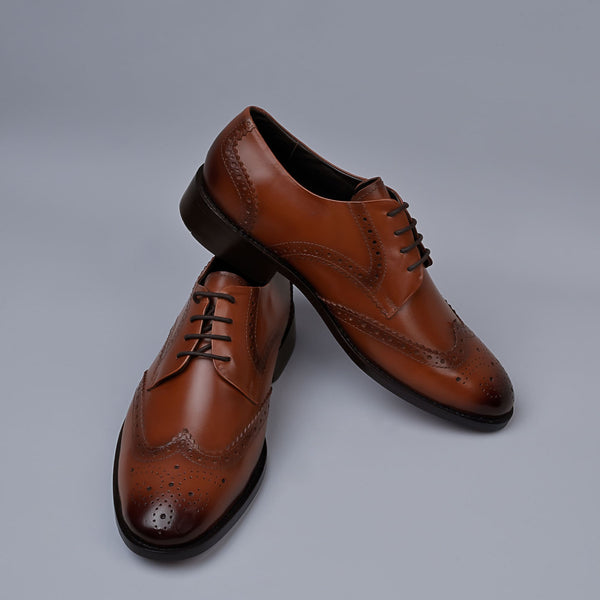 Tan Genuine Leather Derby Brogues