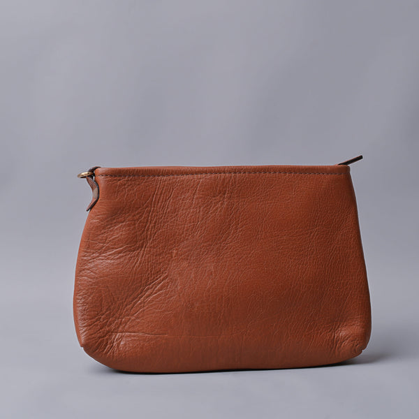 Tan Unisex Leather Travel Pouch