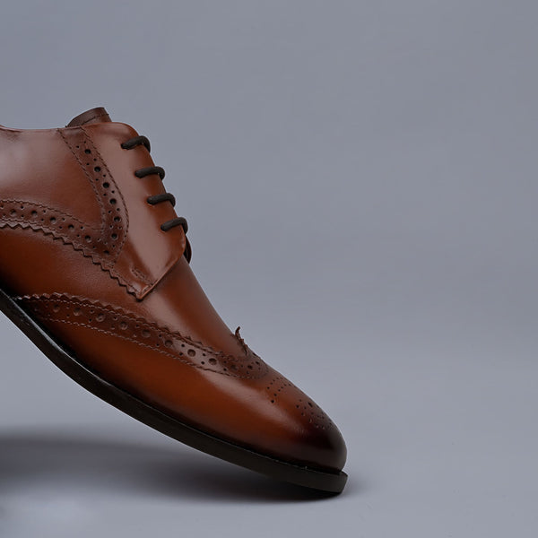 Tan Genuine Leather Derby Brogues