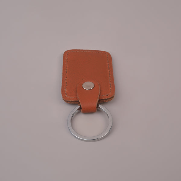 Unisex Tan Premium Leather Keychain