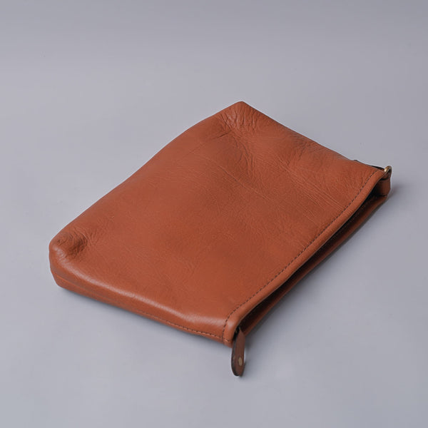 Tan Unisex Leather Travel Pouch