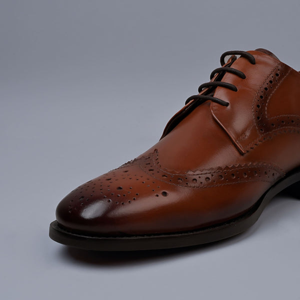 Tan Genuine Leather Derby Brogues