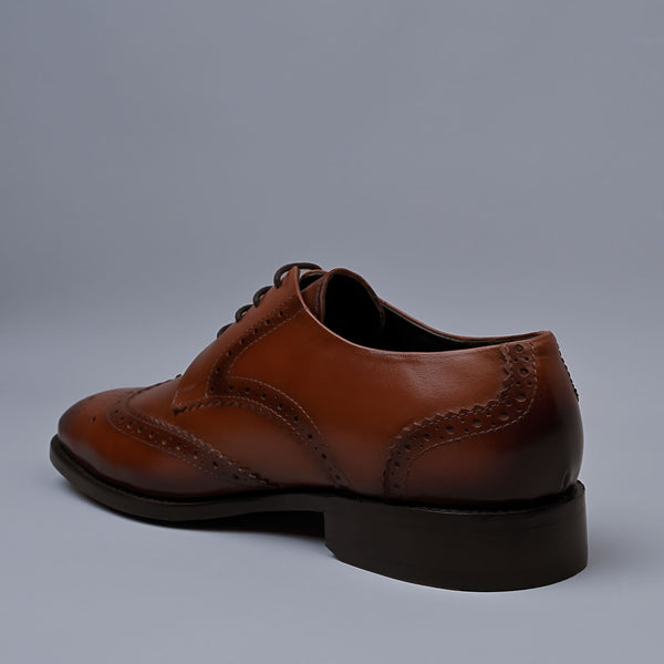 Tan Genuine Leather Derby Brogues