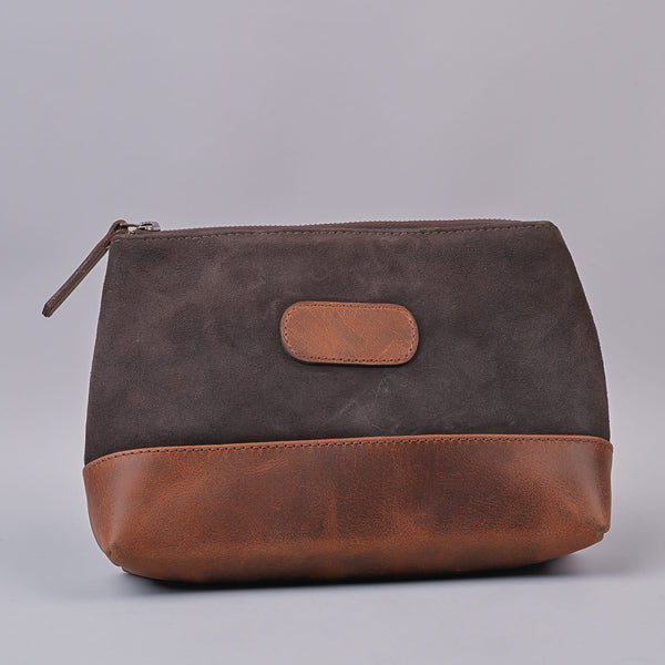 Brown & Tan Unisex Leather Travel Pouch