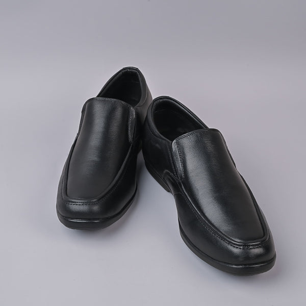 Alan Mens Leather Black Slip on Shoe