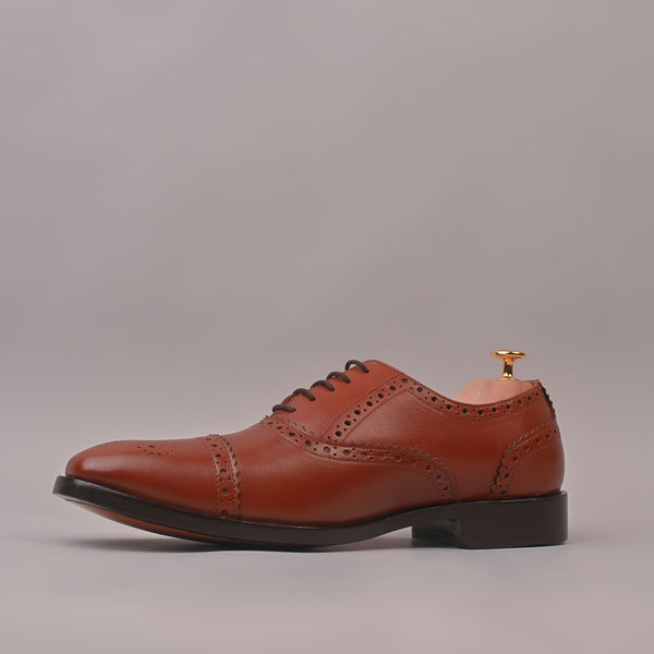 Tan Goodyear welted Genuine leather shoes for Men