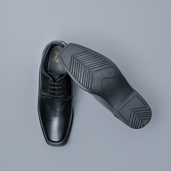 Black Genuine Leather Elevator Derbys