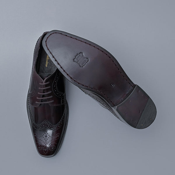 Cola Brown Genuine Leather Classic Wing Tip Brogues